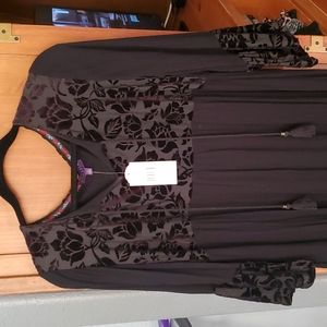 Black velvet embellished top/ dress